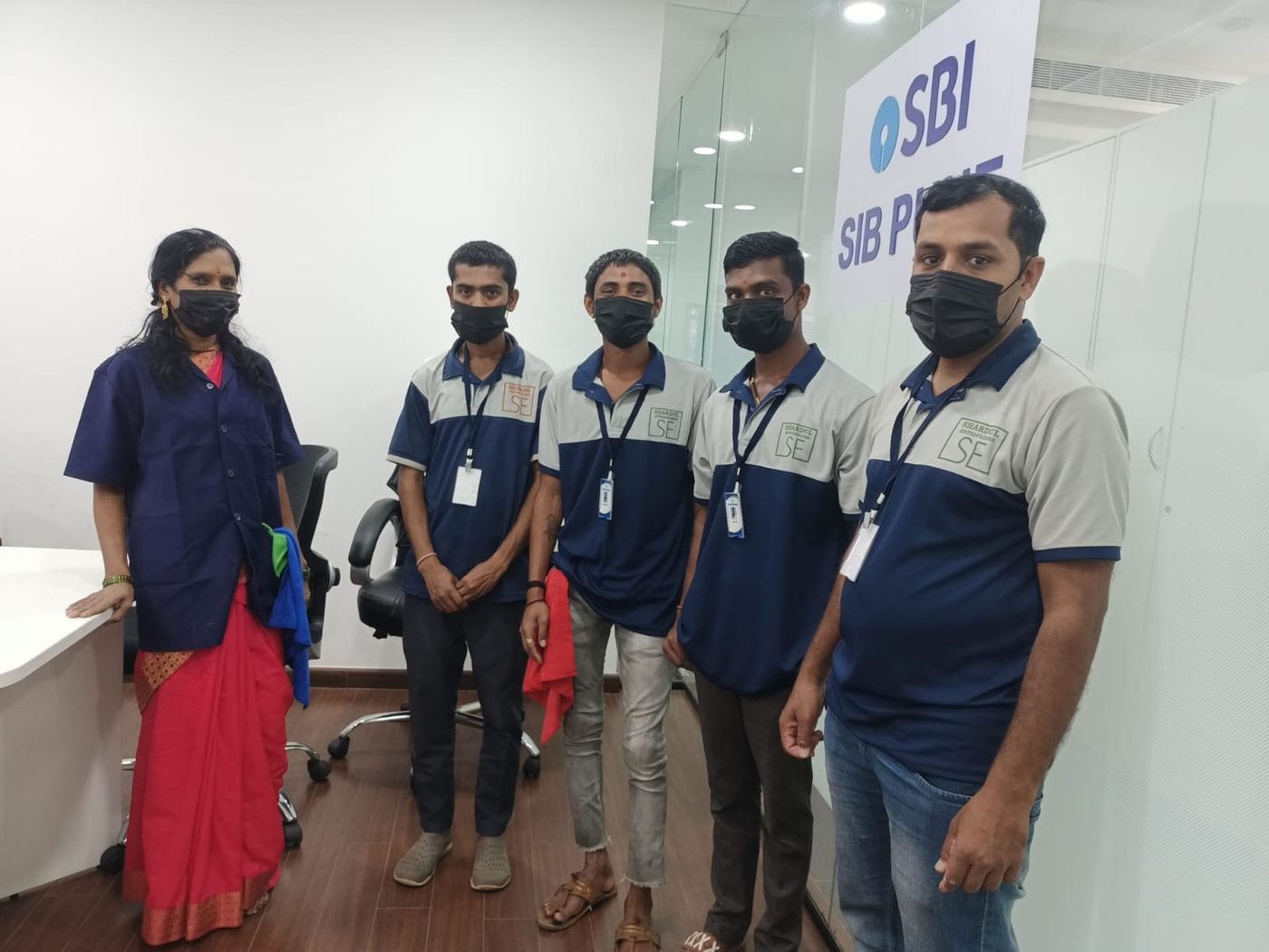 Our cleaning crew on-site at an SBI Pune branch